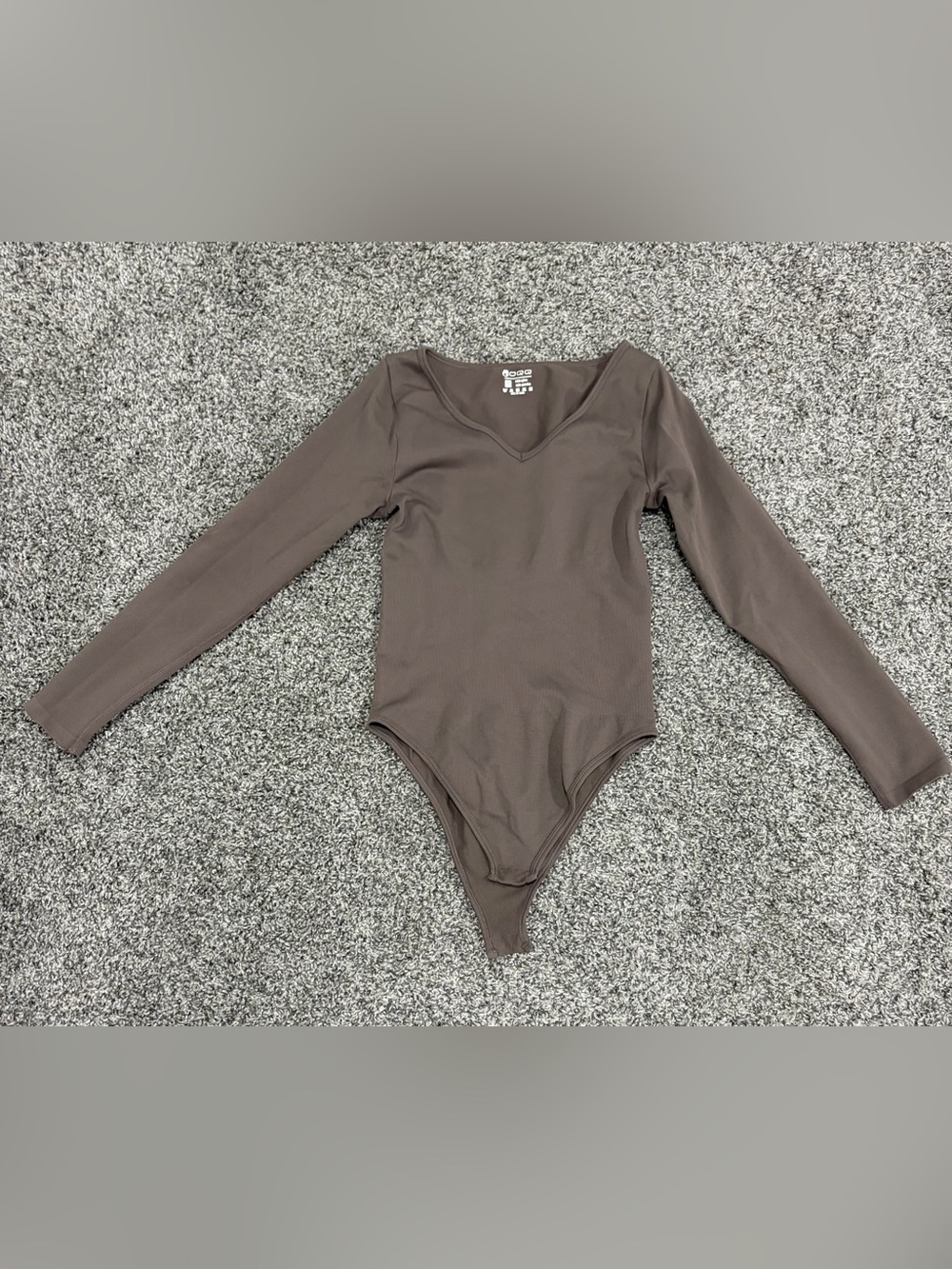 Long-Sleeve V-Neck Bodysuit in Brown